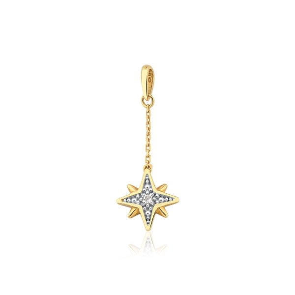 Pingente Estrela com Diamante Ouro 18k