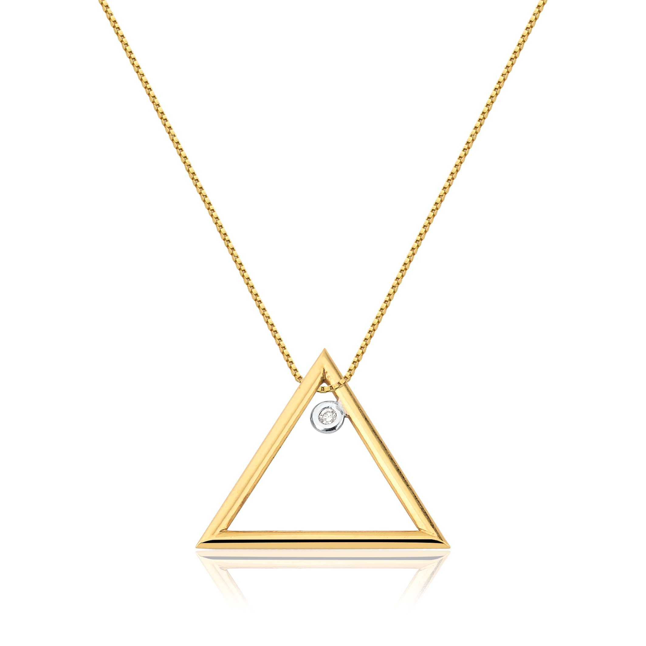 Pingente Triângulo com Diamante em Ouro Amarelo 18k